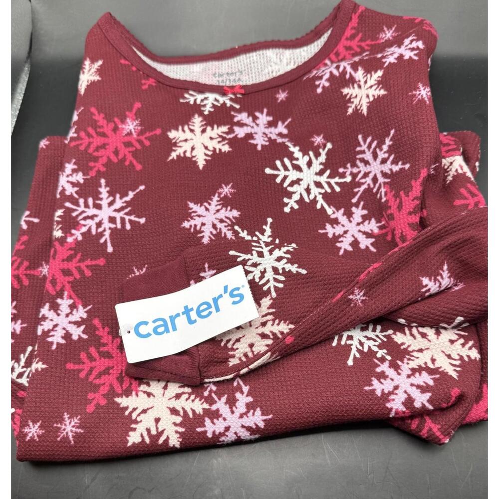 Carters Girls Pyjamas, Size 14-14A, Thermo Weave, Snowflakes